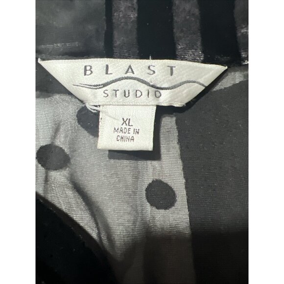 Vintage 1990s Blast Shirt XL Black Velour Floral Artsy Sheer Silk Button Up - Picture 9 of 15